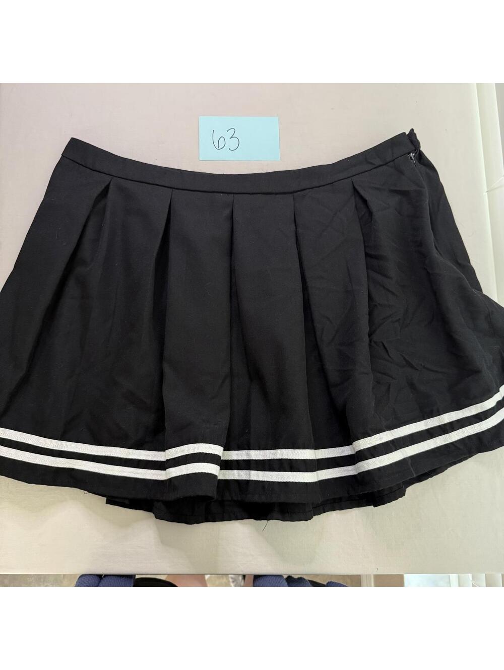 Hot Topic Black Pleated Mini Skirt with White Stripes Size 3